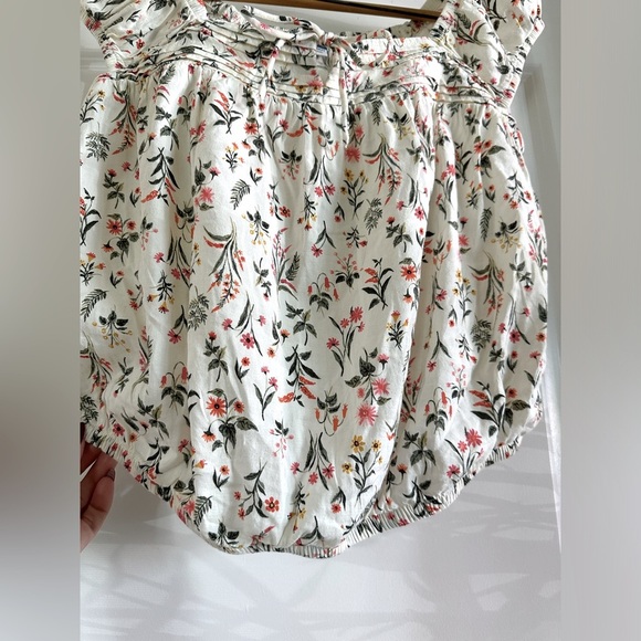 Old Navy Puff-Sleeve Cropped Floral-Print Pintucked Blouse. NWT size Med. - Picture 8 of 11